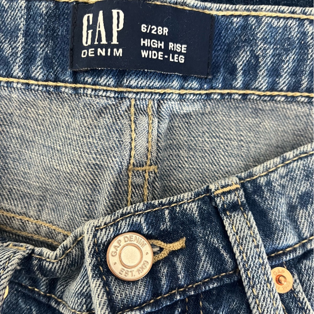 GAP High Rise Wide Leg Jeans Size 28 Size 6 - Picture 5 of 8